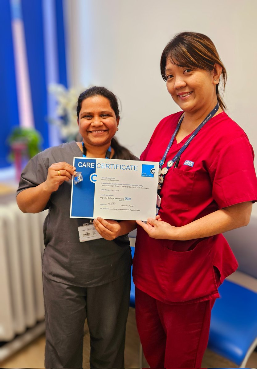 I love handing over Care Certificates &amp; badges to our hardworking, front line Healthcare Support Workers! Applause for the lovely Leela and superbly supported by Matron Hernandez-Jequinto at the Wolfson Fertility Centre. <a href="/ImperialPeople/">Imperial People 💙</a> <a href="/LondonHCSW/">LondonHCSW</a> <a href="/ImperialNHS/">Imperial NHS 💙</a> <a href="/cleonvillapalos/">Clare Leon</a>
