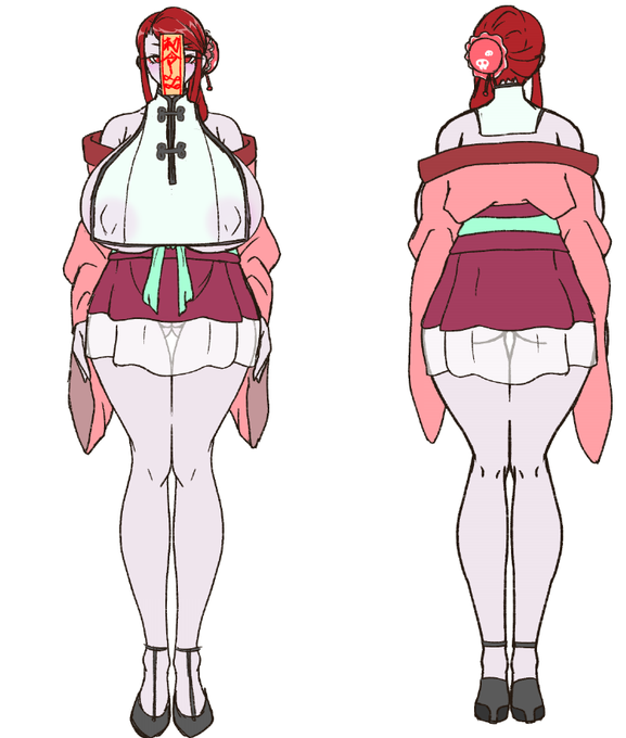 後宮女官衣装+チャイナドレスモチーフのドスケベ従者デザができた 