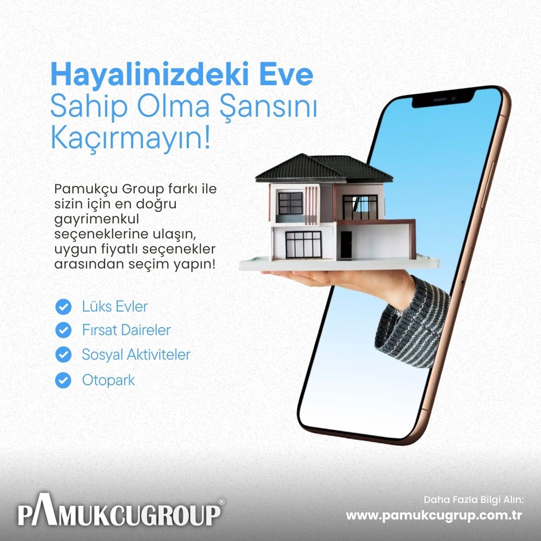 PamukcuGroup's tweet photo. Hayalinizdeki eve sahip olma şansını kaçırmayın! 

Pamukçu Group farkı ile sizin için en doğru gayrimenkul seçeneklerine ulaşın, uygun fiyatlı seçenekler arasından seçim yapın! ✨🏡
- - - 
#seeworld #seeworldtürkiye #umpamimaritasarım #pamukcugrup https://t.co/70xmrYa886