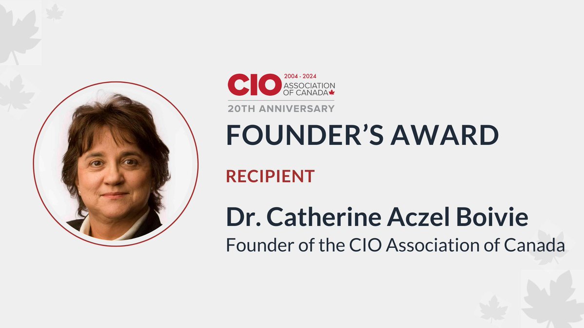 Congratulations Dr. Catherine Aczel Boivie on receiving the Founder's Award at this year's #CIOPeerForum Impact Awards! 🏆

For past winners and to learn more about the CIO Association of Canada visit lnkd.in/gNyF4AK8