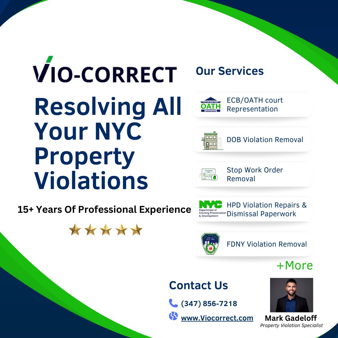 Jewocity's tweet photo. VIO-CORRECT
Your one-stop solution for all your property violation needs.
 
Property Violation Removal &amp; Expediting Services

Mark Gadeloff
Property Violation Specialist
(347) 856-7218
https://t.co/o6EL4h5u7T
contact@viocorrect.com https://t.co/aV7BxtHMMM