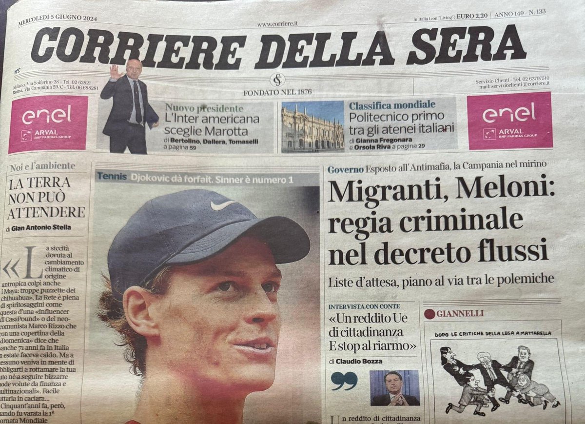 Oggi mi trovate in edicola sul Corriere della Sera! 
05/06/2024
