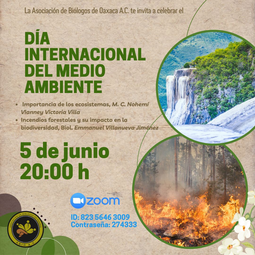 Te  esperamos a celebrar el Día Internacional del Medio Ambiente, con  platicas de expertos! Acompáñanos hoy 5 de junio a las 20: 00 hrs vía  zoom <a href="/cejimsa/">Cesar Jimenez</a> 
<a href="/Emmanue73024611/">Emmanuel👑</a> <a href="/martha_harfush/">martha harfush</a> <a href="/AnaRebecaMartn1/">Rebeca Martínez</a>  <a href="/SEMARNAT_mx/">SEMARNAT México</a> <a href="/MVSNoticias/">MVS Noticias</a>
<a href="/NYPDnoticias/">NYPD NOTICIAS</a> <a href="/COESFO_GobOax/">Comisión Estatal Forestal</a>
<a href="/cronicadeoaxaca/">Crónica de Oaxaca</a>