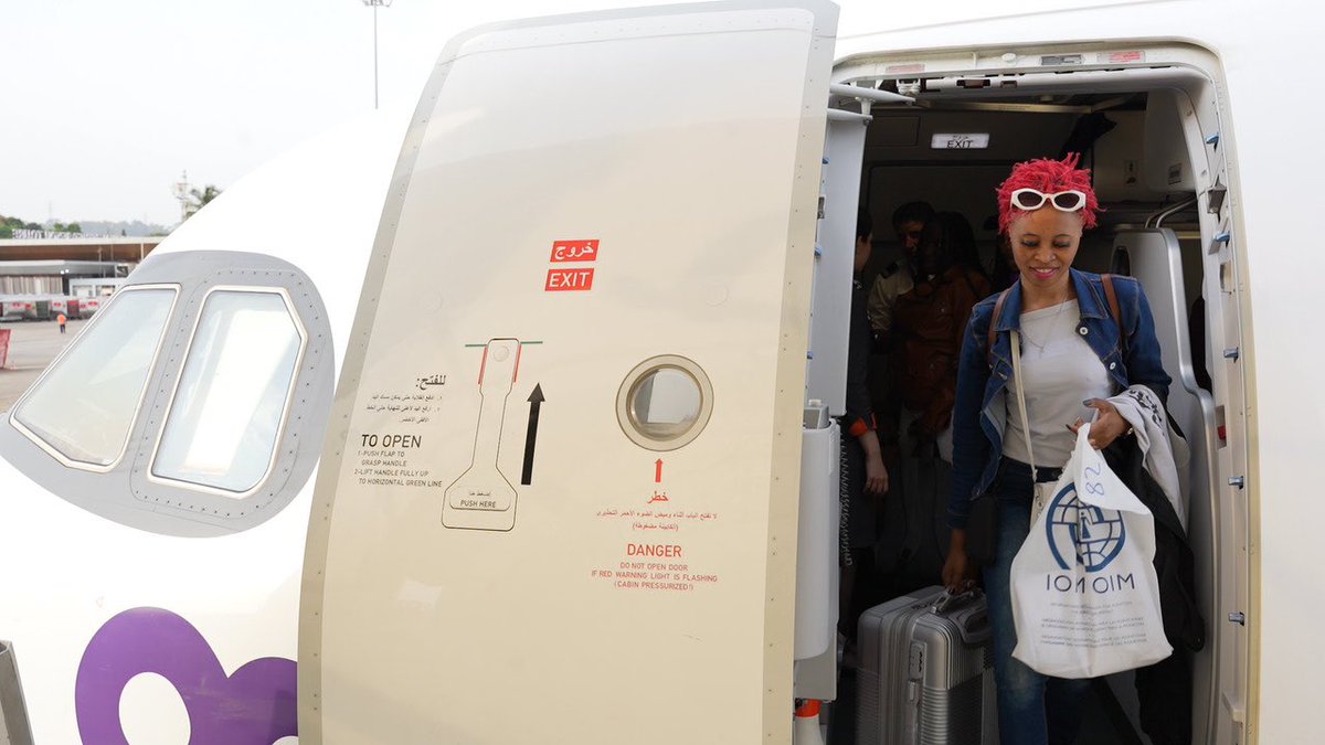IOMEgypt's tweet photo. Since 2024, IOM Egypt received AVRR requests from stranded migrants wishing to return home. Recently, IOM organized a charter flight to assist 153 Guinean nationals, providing services pre-departure &amp; reintegration support in Guinea. Supported by the EU under the MPRR Programme. https://t.co/j42U5PmXwZ