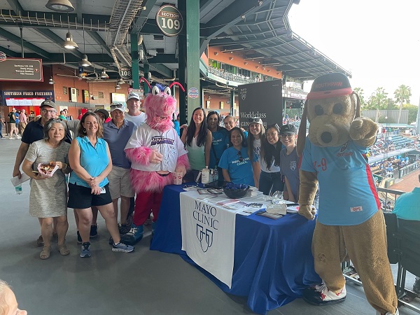 MayoClinicNeuro's tweet image. Our Florida Stroke Center Team and their families met at the ballgame last week to partner with the Jacksonville Jumbo Shrimp for Good is Everywhere Wednesdays to raise awareness of stroke for National #StrokeAwarenessMonth in May! @JaxShrimp