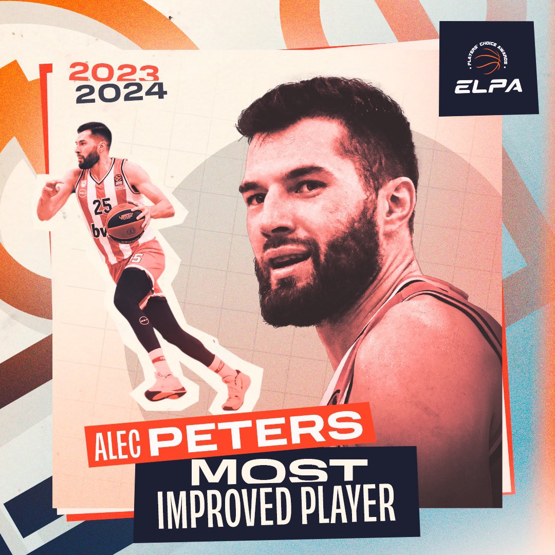 the_ELPA's tweet photo. 2024 ELPA Players’ Choice Award “MOST IMPROVED PLAYER” goes to Alec Peters 🙌
 
🔎 A player that has shown biggest improvement from his previous EuroLeague season.
 
#ELPlayers #ELPA #PlayersChoiceAwards https://t.co/so7lk0h88f