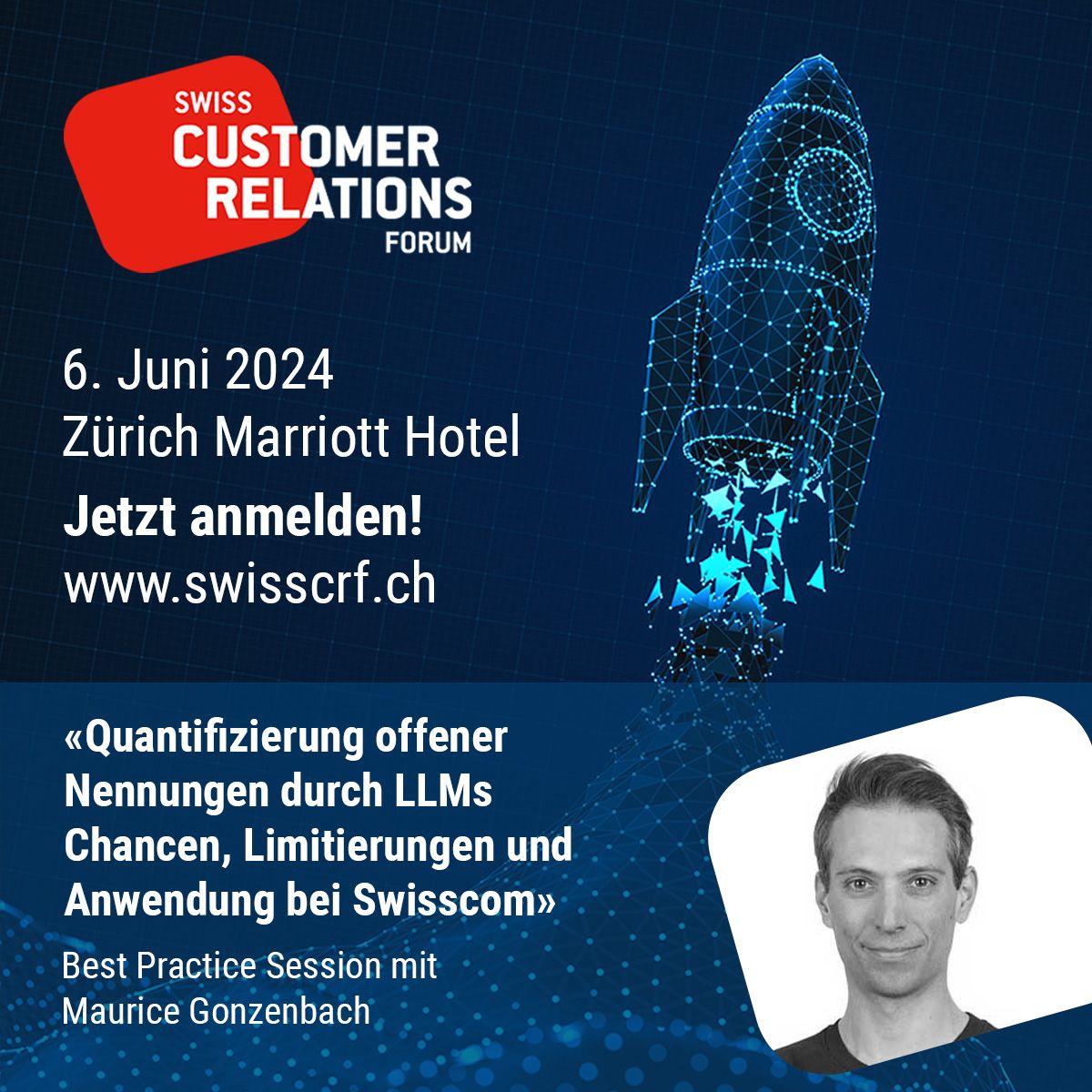 CaplenaCH's tweet photo. Wir laden Sie herzlich zur #BestPracticeSession mit Maurice Gonzenbach und Simon Bühler ein. Erfahren Sie mehr über die Quantifizierung offener Nennungen durch LLMs und deren Chancen, Limitierungen und Anwendung bei Swisscom 🚀 https://t.co/gAEJ8zgHlu