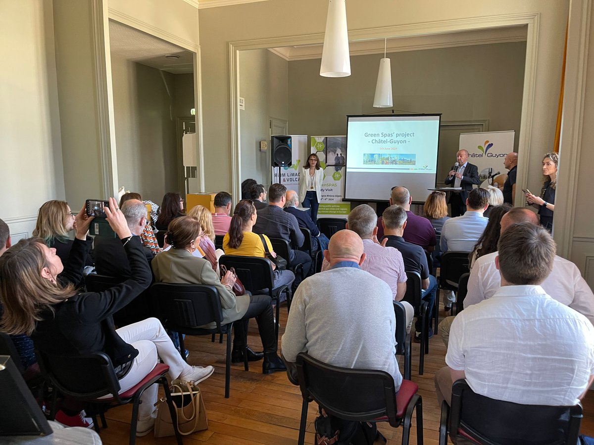 #Tourisme |💦Dans le cadre du projet européen "<a href="/GreenSPAS/">emirio_6</a>", une délégation de stations thermales européennes a été accueillie ce matin à <a href="/Chatel_Guyon/">Ville de Châtel-Guyon</a> par les élus de <a href="/RLV_agglo/">Riom Limagne et Volcans Agglomération</a>, pour présenter toutes les actions innovantes engagées par RLV en matière de transition écologique🌿