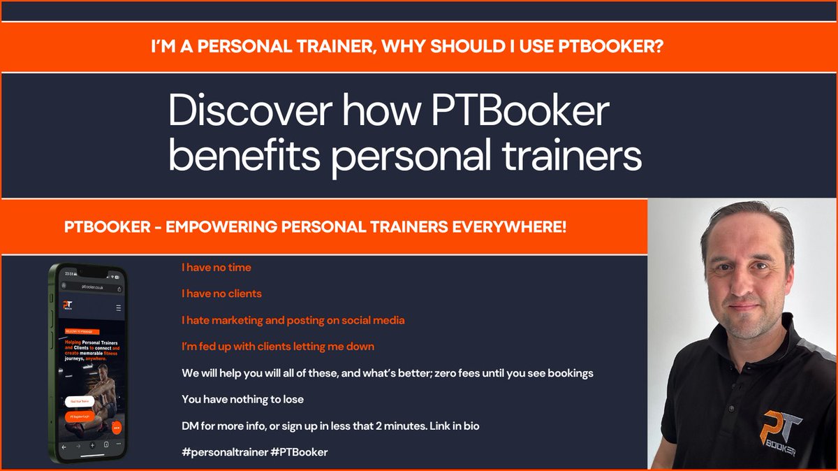 ptbooker's tweet photo. Our platform is specifically designed to benefit BOTH Personal Trainers AND Clients, anywhere, easily.

You have nothing to lose &amp; plenty to gain. 

Join today for free!

Why? - Check the images 😊💪

#connection #memorable #fitness #journey #fitnessfix #gettingitdone #keepgoing https://t.co/MDR9S6Rnt3