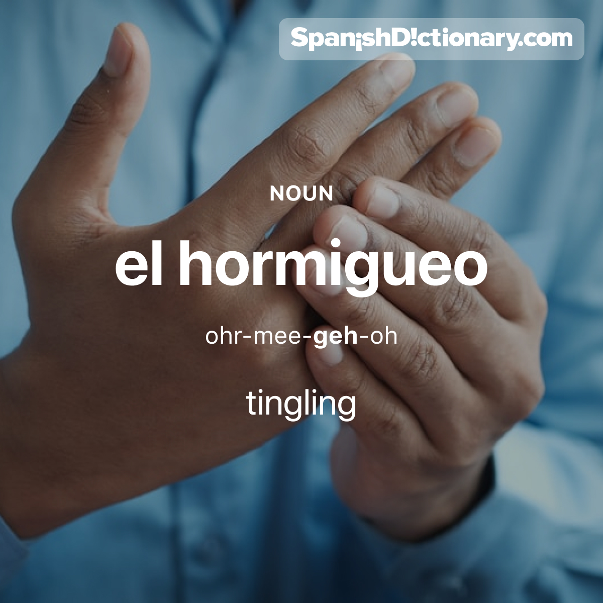 Today's #WordOfTheDay is 'hormigueo.' 🐜🖐😨 For example: Siento un hormigueo en la palma de mi mano.  - I feel a tingling in the palm of my hand.
.
.
.
#EstudiaEspañol #StudySpanish #AprendeEspañol #LearnSpanish #Español #Spanish #LearningSpanish #PalabraDelDia #hormigueo