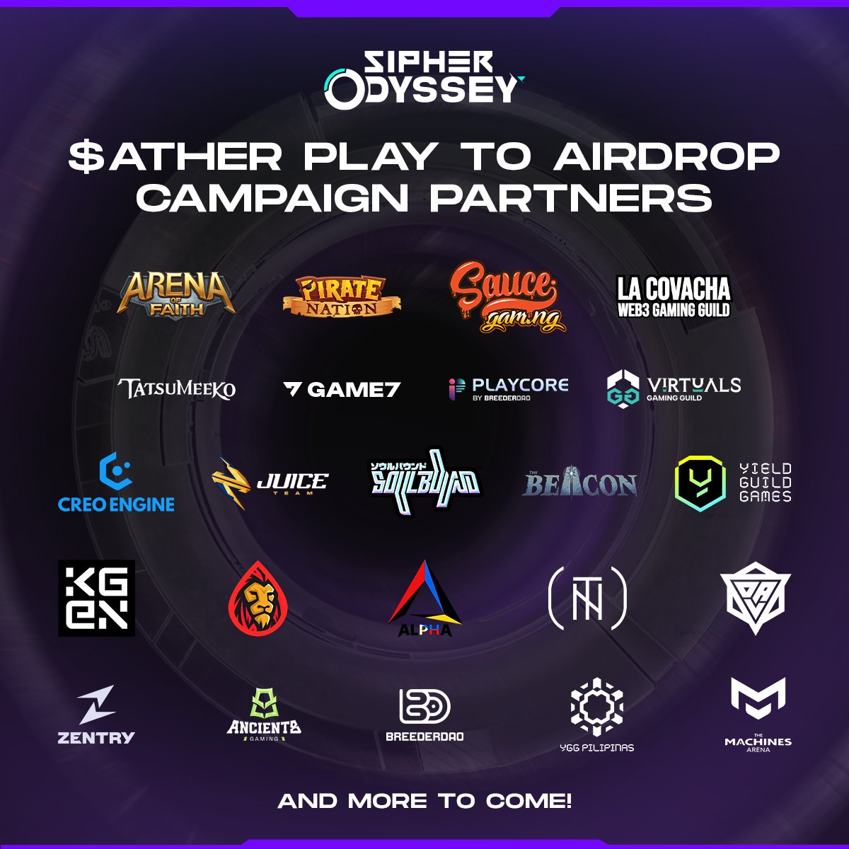 playSIPHER's tweet image. Play to Airdrop Campaign Partners 🤝

Powerful allies have pledged their support in our fight to defend Sipheria!

Partnered communities can unlock juicy bonuses and multipliers during Season 1 of the P2A campaign.

Stay tuned for all the epic details coming soon.
