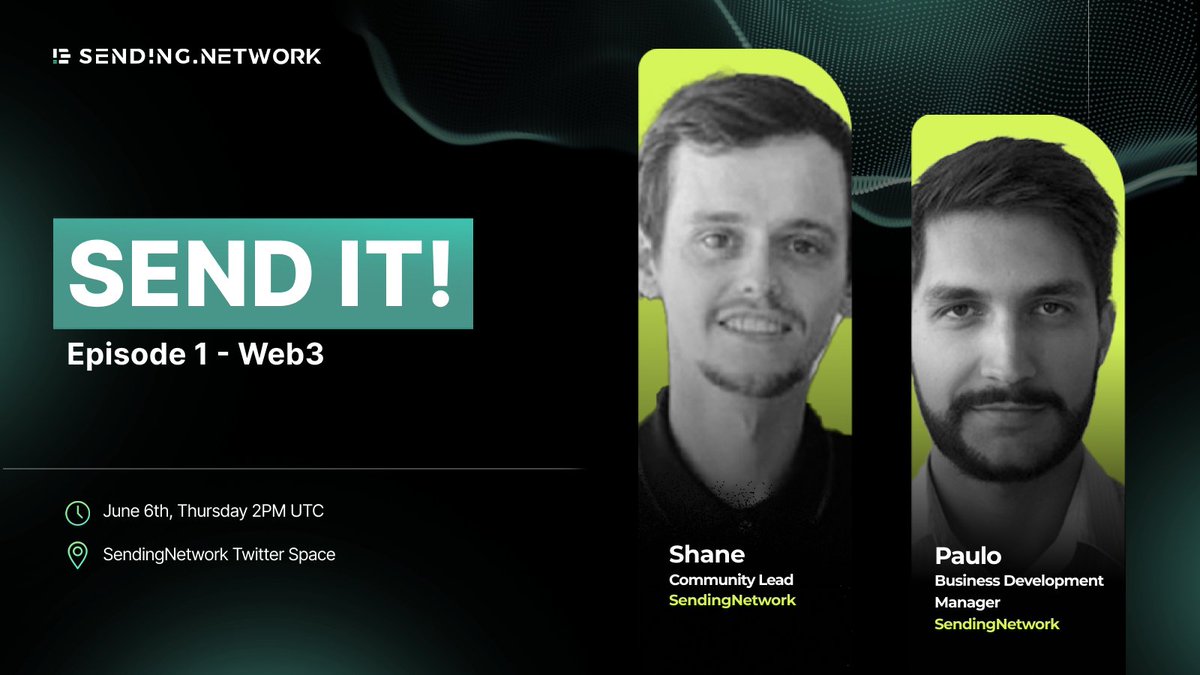 Join us this Thursday June 6th at 2pm UTC for our new weekly X Space.

SEND IT episode 1 - Web3

Set a reminder with this link x.com/i/spaces/1LyxB…
