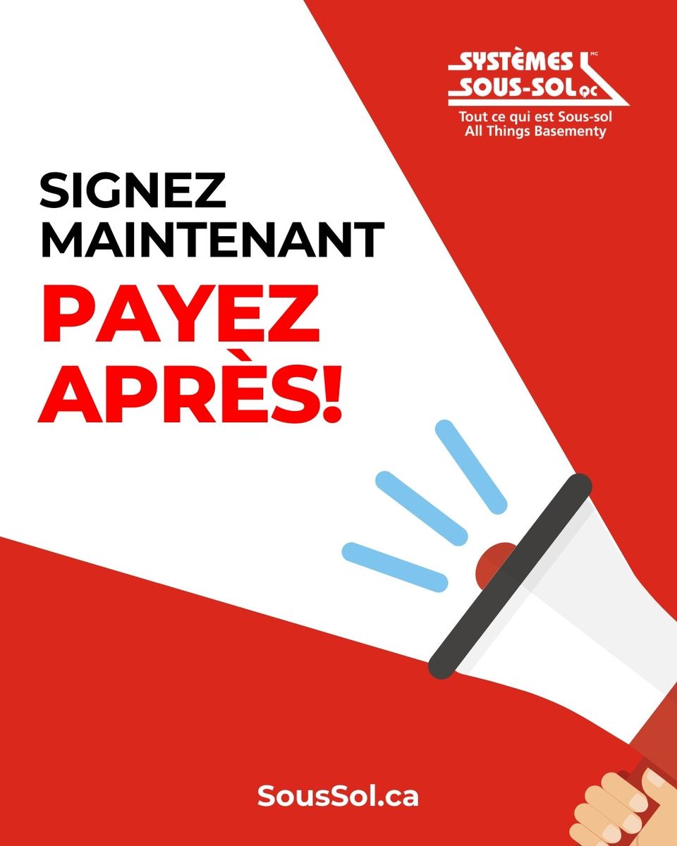 SystemesSoussol's tweet photo. Réparez votre problème aujourd'hui, payez facilement après ! 🏡  
Découvrez nos options de financement pour une expérience sans soucis. Votre solution n'est qu'à un clic de vous !  
Contactez-nous dès aujourd'hui pour en savoir plus : 514-334-7824 | https://t.co/O1jpgnqOzl https://t.co/qdEAh8BzDD