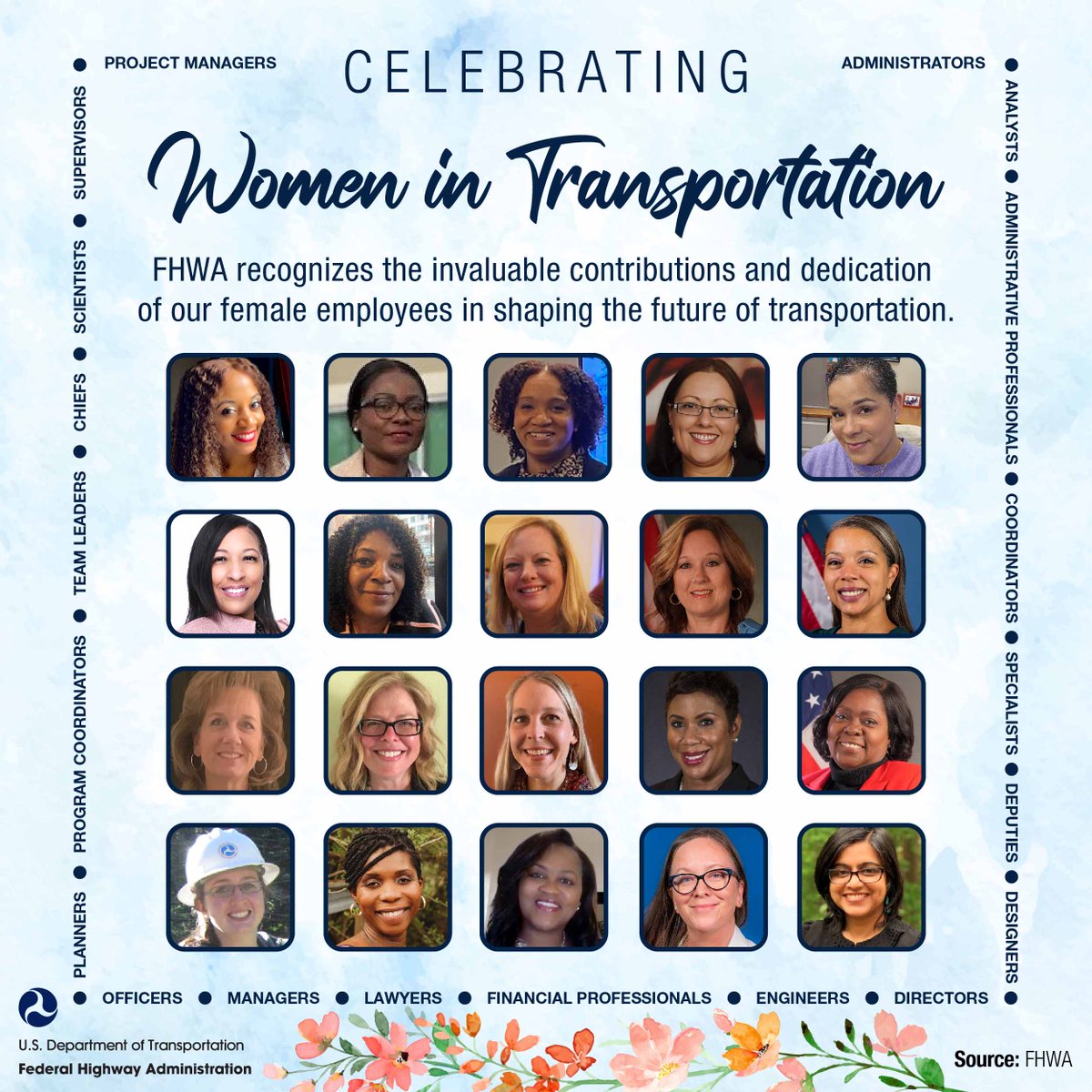 FHWA celebrates women in transportation and recognizes the invaluable contributions and dedication of our female employees in shaping the future of transportation.