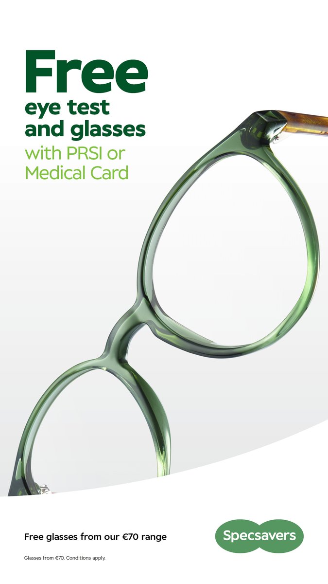 Liffey Valley (@atliffeyvalley) on Twitter photo Fancy a new pair of specs? At Specsavers Liffey Valley, their €70 glasses and eye tests cost you nothing with your PRSI treatment benefit or Medical Card. 
Pop in the store to find out more! Fancy a new pair of specs? At Specsavers Liffey Valley, their €70 glasses and eye tests cost you nothing with your PRSI treatment benefit or Medical Card. 
Pop in the store to find out more!