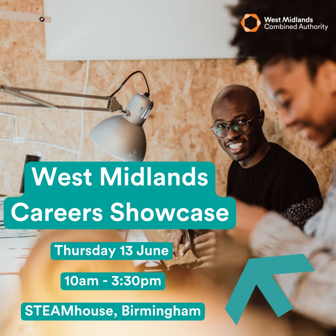 Unleash your creative potential at the West Midlands Careers Showcase!📢🎨📽️

Grab your ticket before it's gone: tinyurl.com/Careers-Showca…

#WMCA #CareerSuccess #Inspiration