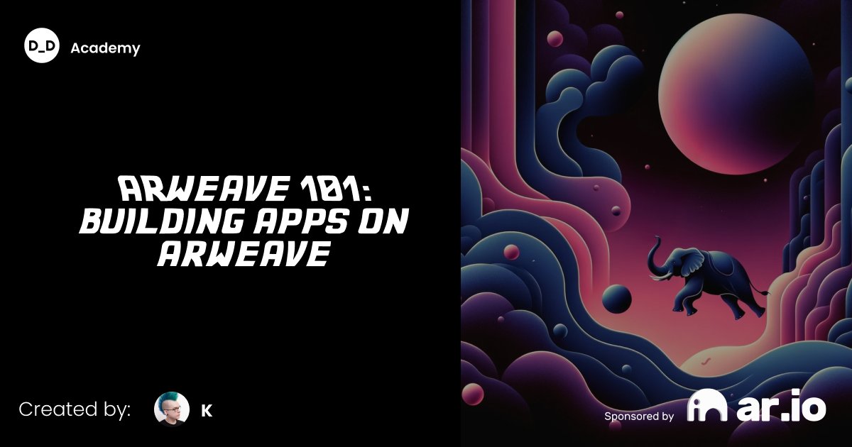 📡 We're live!

Arweave 101 - Building Apps on Arweave.

For the last month, <a href="/K4y1s/">K</a> has been working on a comprehensive <a href="/ArweaveEco/">Arweave Ecosystem</a> course with <a href="/ar_io_network/">ar.io network</a>.

Today, we're excited to launch the 1st three lessons and <a href="/zealy_io/">Zealy</a> quests to earn XP with <a href="/ar_io_network/">ar.io network</a>  👇