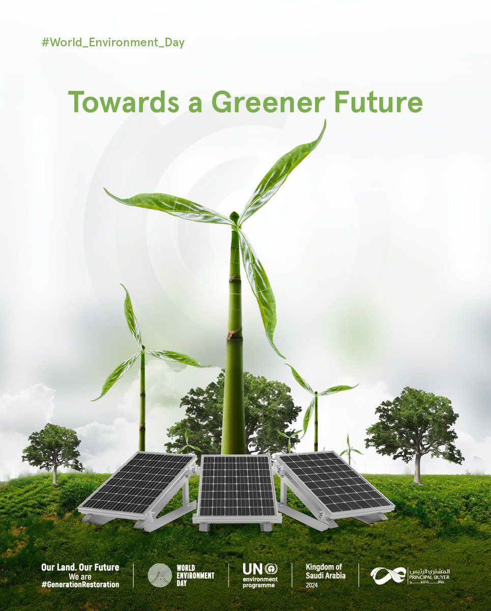 SPPC_KSA's tweet image. As the Kingdom hosts #WorldEnvironmentDay 2024, #SPPC affirms its commitment to preserving the environment and contributing to building a green and sustainable future through renewable energy projects.

#GenerationRestoration