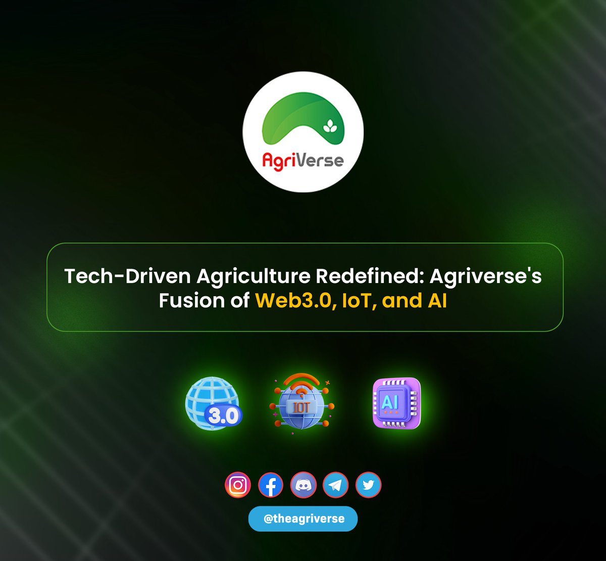 Redefining Agriculture with Technology: Discover Agriverse's innovative use of Web 3.0, IoT, and AI. 🌱🚀 #FarmTheFuture #Agriverse #web3.0 #ai #DigitalFarming