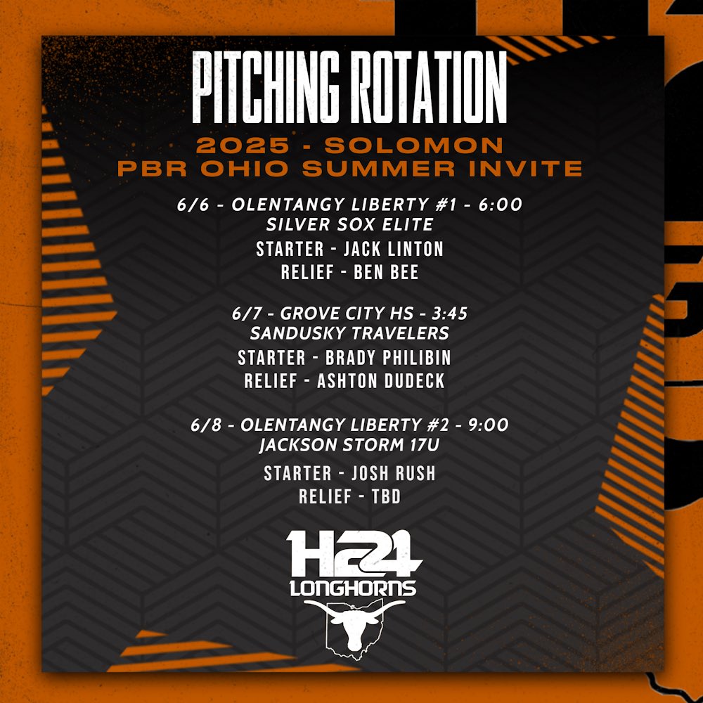2025 Solomon crew heading down to <a href="/PrepBaseballOH/">Prep Baseball Ohio</a> Summer Invite in Columbus to this week. 

Schedule and Rotation

<a href="/CoachSolly10/">Jake Solomon</a>