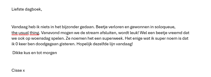 Het dagboek van Cisse
#ESLOL