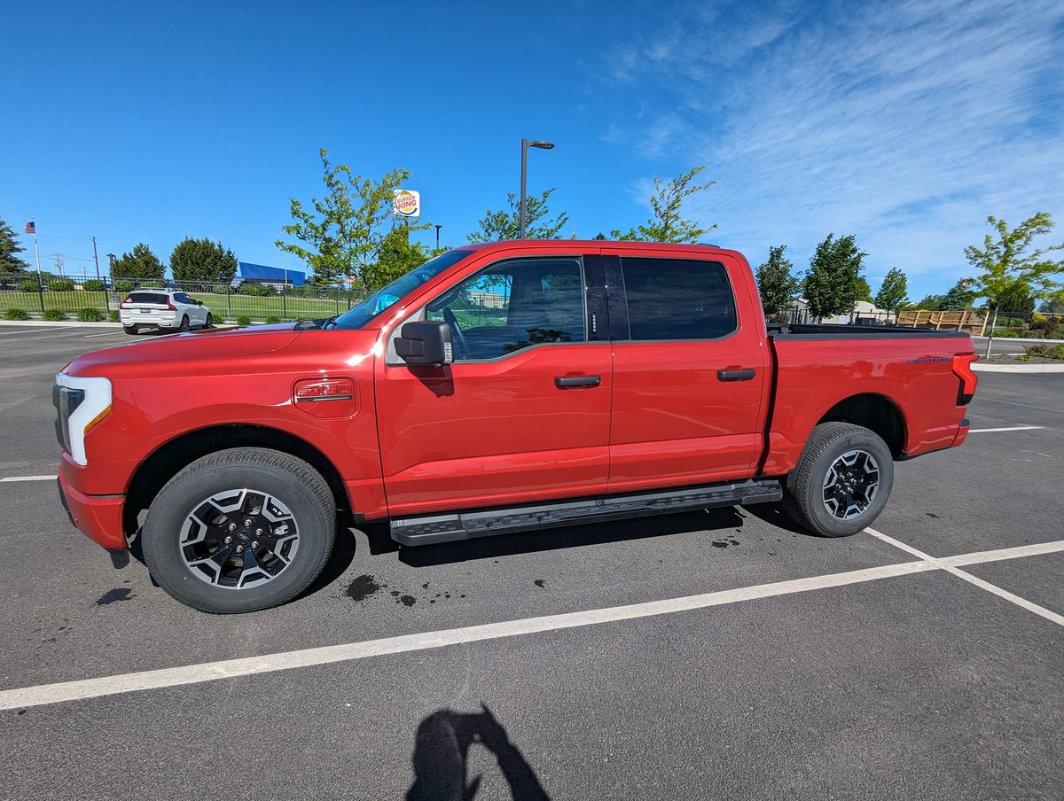 SilentLightnin2's tweet photo. 10k miles on my first ev, a beautiful rapid red lightning. Total mileage average of 2.3 mi/kwh &amp; that includes a few tow trips &amp; winter efficiency in Idaho. Thank you @ebergg &amp; @jimfarley98 for making the best f150 #f150lightning ever. https://t.co/6lLOTLWuqd