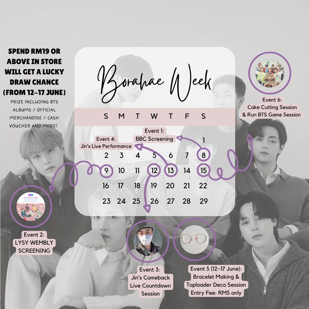kspacemy's tweet photo. BTS 11th Anniversary Cupsleeve Event
•8th June BBC Live Screening
•13th June Jin Festa Performance

📍K Space Malaysia
🗓️8th / 13th June 2024

Pre-register ur interest at the link below:
🔗 https://t.co/VTr3gwRB45
*Freebies - cupsleeve x1; BTS Theme Phone Charm x1 https://t.co/iIy1CgJ8Eg