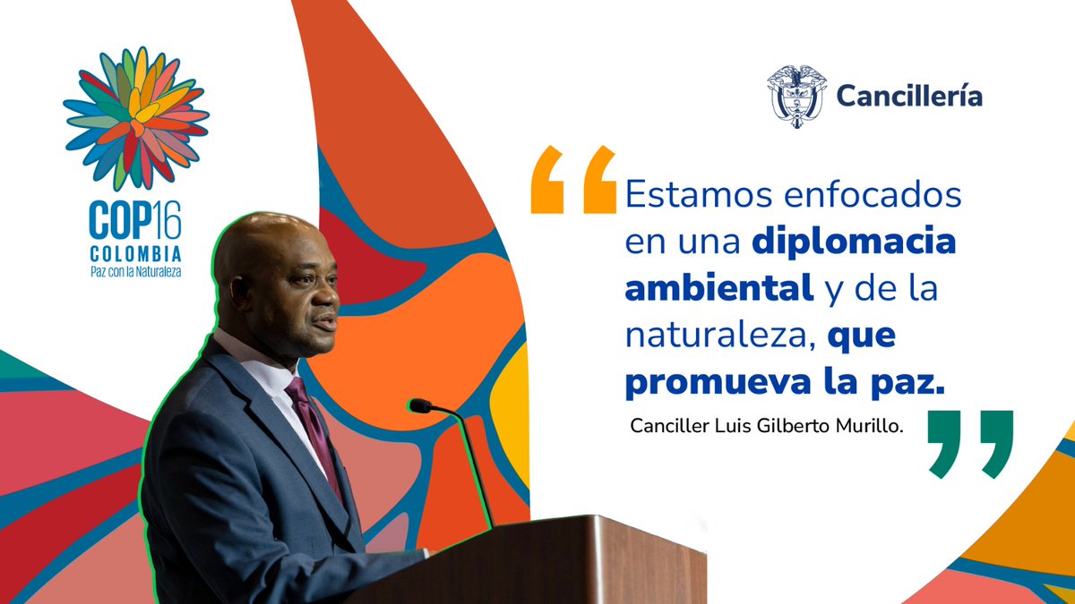 CancilleriaCol's tweet photo. “Estamos enfocados en una diplomacia ambiental y de la naturaleza, que promueva la paz": Canciller @LuisGMurillo, a propósito del día mundial del medio ambiente.

Colombia, uno de los países más biodiversos del planeta, se une hoy a la conmemoración del Día Mundial del Medio Ambiente y al llamado que hace la ONU para restaurar las tierras, detener la desertificación y fortalecer la resiliencia a la sequía bajo el lema “Nuestras tierras. Nuestro futuro”. #PazConLaNaturaleza

(Sigue 🧵👇)