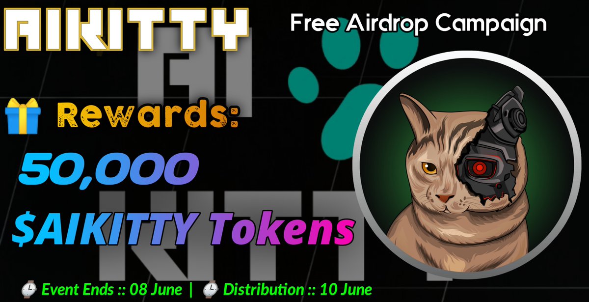 Meow! 🐾 

The AI Kitty airdrop campaign is here! 🎉

We're giving away 50,000 $AIKITTY Tokens! 😻

• Top 10 Referrals get 1,000 $AIKITTY Tokens each
• Random 200 winners get 200 $AIKITTY Tokens each

Join now: gleam.io/apa1U/aikitty-…

Meow luck! 🍀✨
