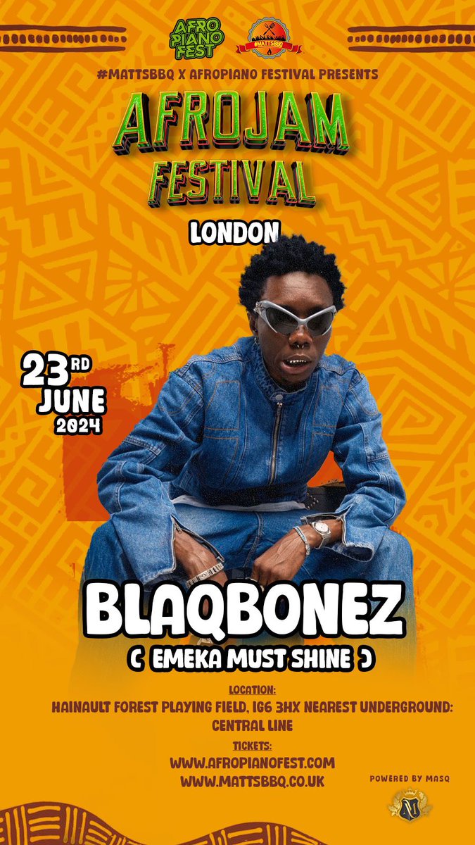 AfropianoFest's tweet photo. Announcing… 

💥💥 @BlaqBonez 💥💥 performing live at AfroJam Festival London 🔥🔥 

Tickets available at https://t.co/rKcNJvEPph https://t.co/qCwFVxu2zq