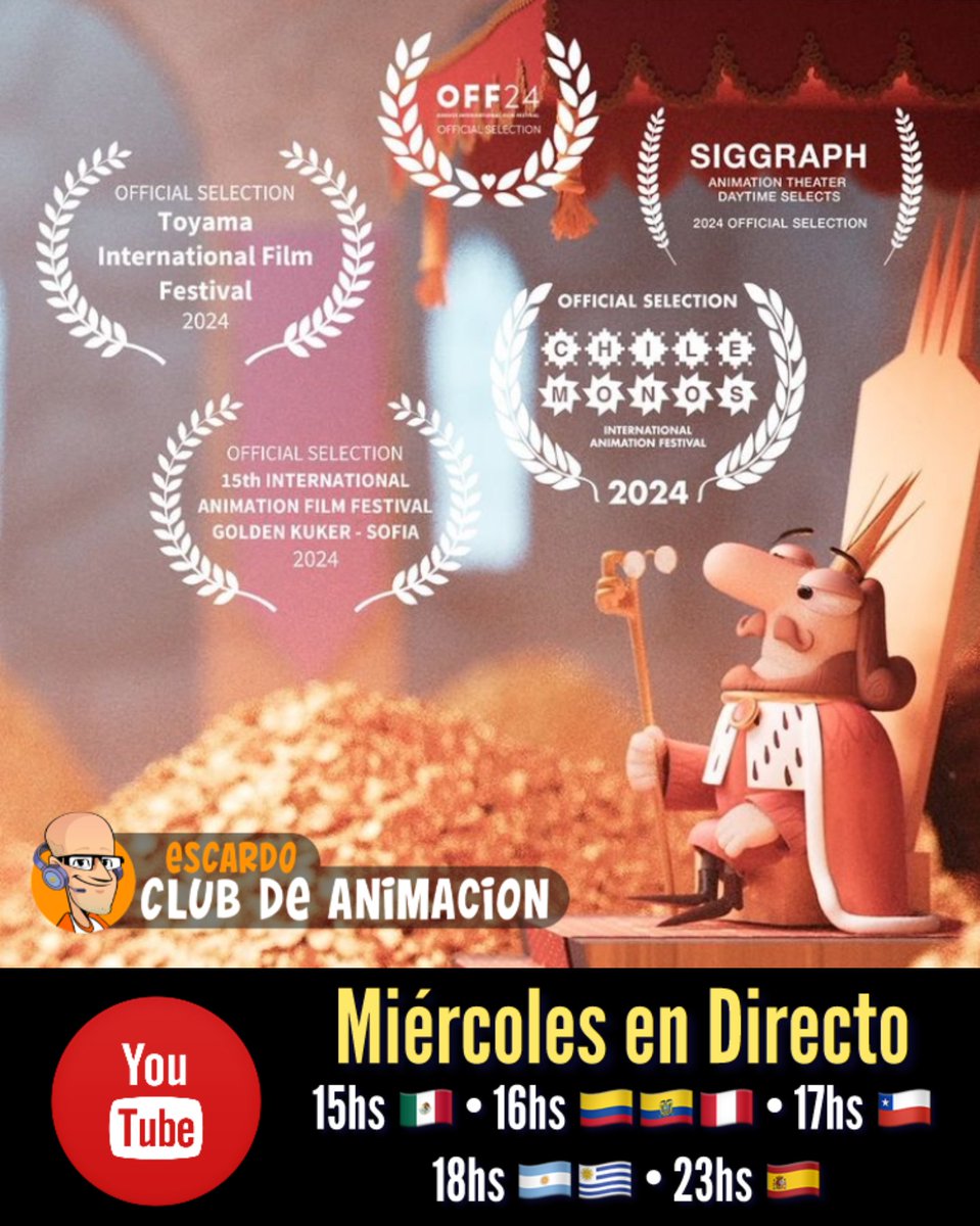 ClubAnimacion3D's tweet photo. Estaremos en DIRECTO con @lucianomunoz_ en https://t.co/gSvVflgmxN para hablar de su obra y de su último corto animado "Freelance". 
🔔 Miércoles 15hs 🇲🇽 / 16hs 🇨🇴🇪🇨🇵🇪 / 17hs 🇨🇱 / 18hs 🇦🇷🇺🇾 / 23hs 🇪🇸 https://t.co/Wr3mzlqfZL