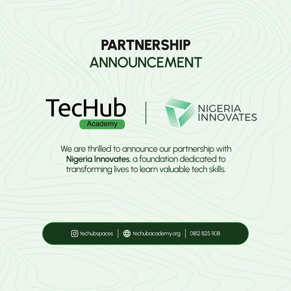 techubspaces's tweet image. Techub Academy is thrilled to announce our partnership with Nigeria Innovates, a foundation committed to transforming lives through valuable tech skills. 

Nigeria Innovates will be sponsoring a few individuals for a FREE course at Techub Academy. Stay tuned for more details!