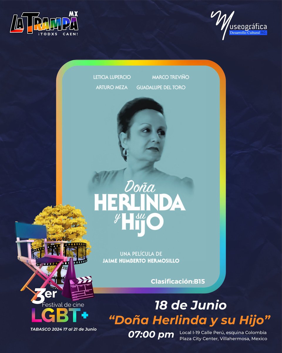 LaTrampaMx_'s tweet photo. El 3er Festival de Cine LGBT+ Tabasco 2024 
Celebremos nuestro orgullo🏳️‍🌈🏳️‍⚧️ del 17 al 21 de Junio en Museografica, Plaza City Center 
#OrgullosesTodoElAño #FestivalDeCineLgbtTabasco2024 #cineLgbt #LaTrampaMx #TodesCaen #pride2024 #Villahermosa #Tabasco #museografica #CityCenter https://t.co/dh9ZuFMwJl