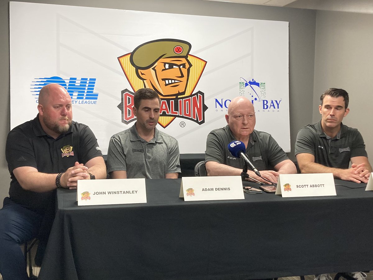 Matt Sookram (@matthewsookram) on Twitter photo Huge changes for the <a href="/OHLBattalion/">North Bay Battalion</a>. Adam Dennis named President. John Winstanley moves into the GM role. Ryan Oulahen continues as head coach and will be assistant GM. All three are on new five year contracts. Huge changes for the <a href="/OHLBattalion/">North Bay Battalion</a>. Adam Dennis named President. John Winstanley moves into the GM role. Ryan Oulahen continues as head coach and will be assistant GM. All three are on new five year contracts.