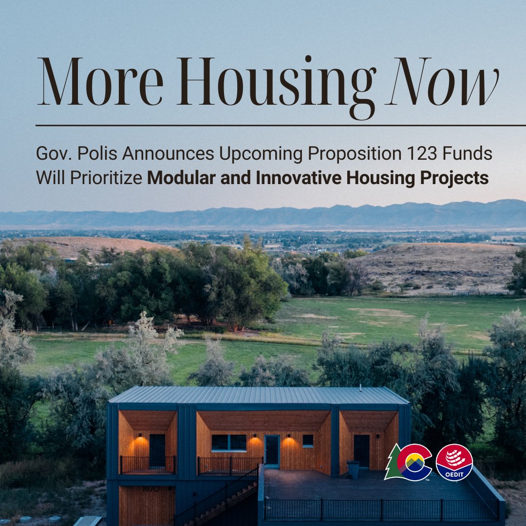 Colorado Eco Devo (@coloradoecodevo) on Twitter photo <a href="/GovofCO/">Governor Jared Polis</a> joined OEDIT and <a href="/COLocalAffairs/">Colorado Department of Local Affairs</a> at the Innovative Housing Summit, to announce that 2025 Proposition 123 funding will prioritize cost-effective modular housing projects. 👇oedit.colorado.gov/press-release/…
📸: Phoenix Haus <a href="/GovofCO/">Governor Jared Polis</a> joined OEDIT and <a href="/COLocalAffairs/">Colorado Department of Local Affairs</a> at the Innovative Housing Summit, to announce that 2025 Proposition 123 funding will prioritize cost-effective modular housing projects. 👇oedit.colorado.gov/press-release/…
📸: Phoenix Haus