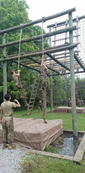 OHSJrotc's tweet photo. Patriot Battalion Cadets building confidence in themselves on the Obstacle course and teamwork skills utilizing zodiac boats while at JCLC. https://t.co/e17AVdf4uy