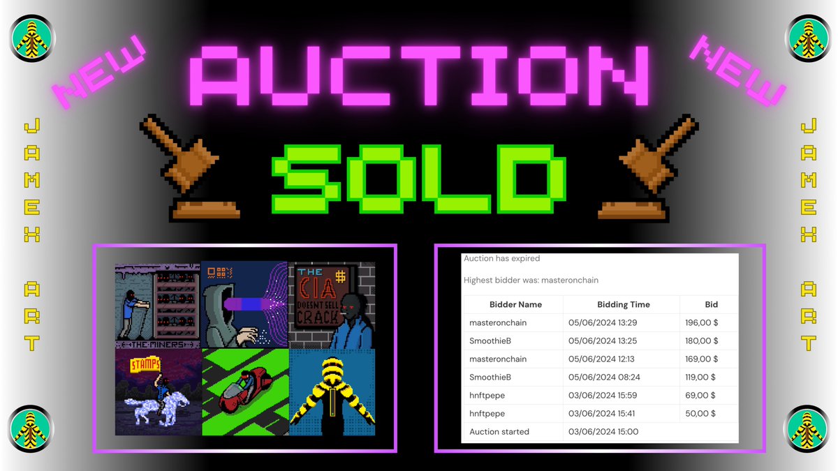 🔥SOLD OUT🔥

Congrats @MasteronChain 🎉

You are the winner with 196$✅

Thanks @Jamex_Art to trust on Valtius Platform💻

#Stamps #SRC20 #BTC #ValtiusNFT