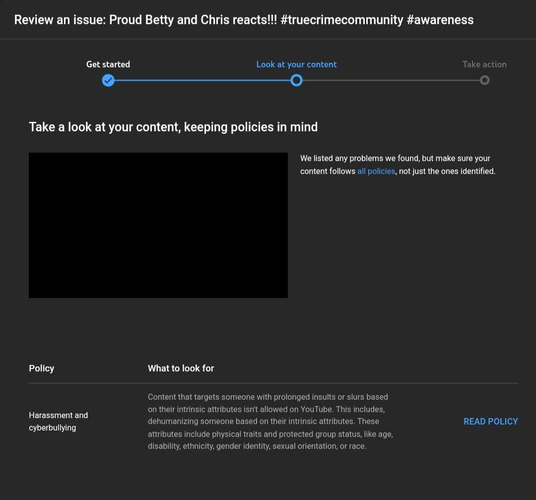 JoneSnSleuth's tweet photo. @TeamYouTube can I please get a HUMAN review? I did no such thing as to what I received a TOS violation for...if ANYTHING, I was speaking out AGAINST bullying and  harassment.  PLEASE help a girl out!!
https://t.co/zL7h6mxTcl https://t.co/WdkgVeFPJW