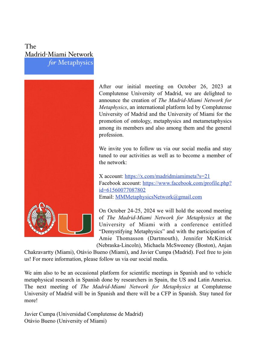 MadridMiamiMeta's tweet image. The Madrid-Metaphysics Network for Metaphysics is here!