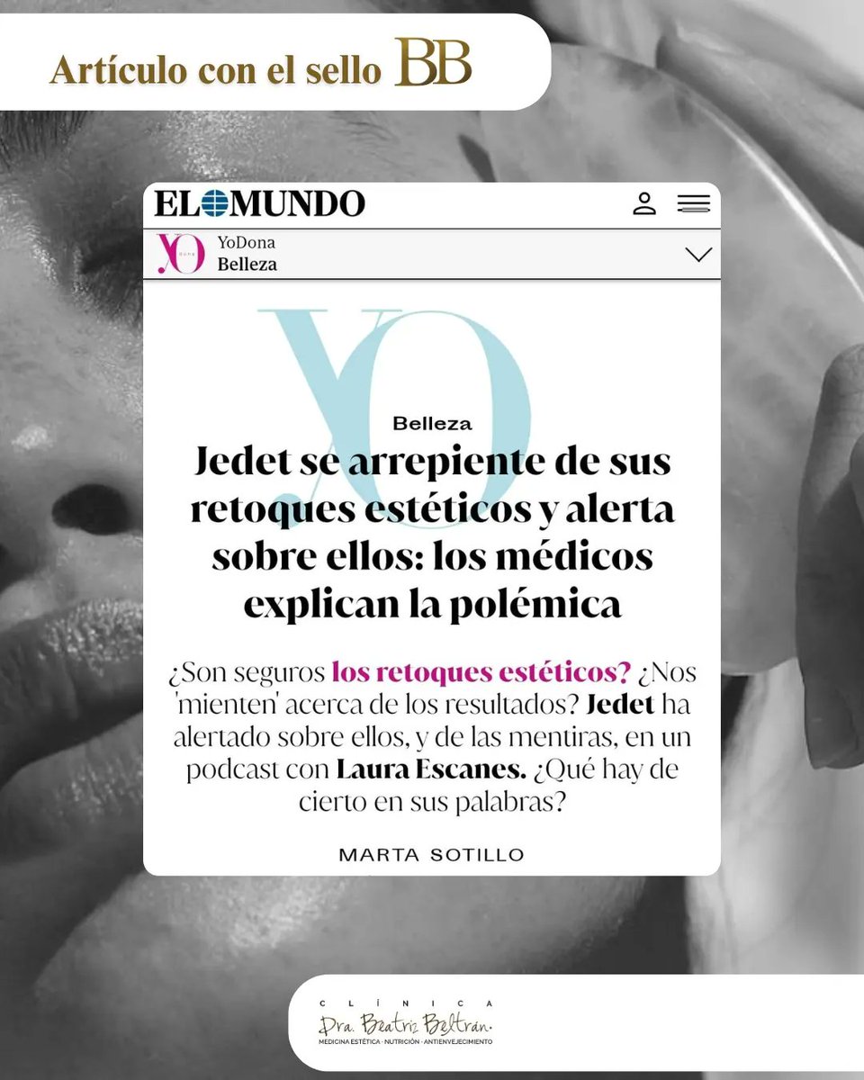 DraBeaBeltran's tweet photo. Es un placer participar como 𝗲𝘅𝗽𝗲𝗿𝘁𝗼𝘀 en @elmundoes @yo_dona en este artículo de Marta Sotillos. La Doctora Beatriz Beltrán ofrece sus conocimientos y experiencia para resolver las dudas sobre el ácido hialurónico ✨️

https://t.co/2RcU2SvAot https://t.co/MrMIFossUh