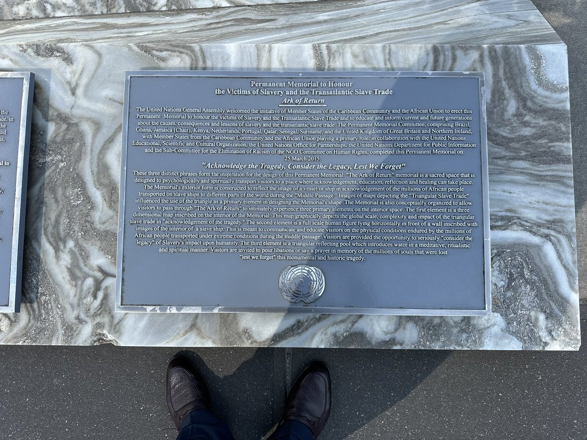 RaviBatra's tweet photo. Honoring the Victims of #Slavery and the #Transatlantic_Slave_Trade & #Amazing_Grace 

On my🇺🇸birthday I paid solemn tribute to the @UN #Slavery_Memorial, known as #The_Ark_of_Return, which is intended as a permanent reminder of the long-lasting effects of the pain and deprivation of humanity by one’s fellow human beings. 

May God have mercy on our souls, and forgive us all…

It was designed by @RodneyJELeon, a Haitian-American architect.