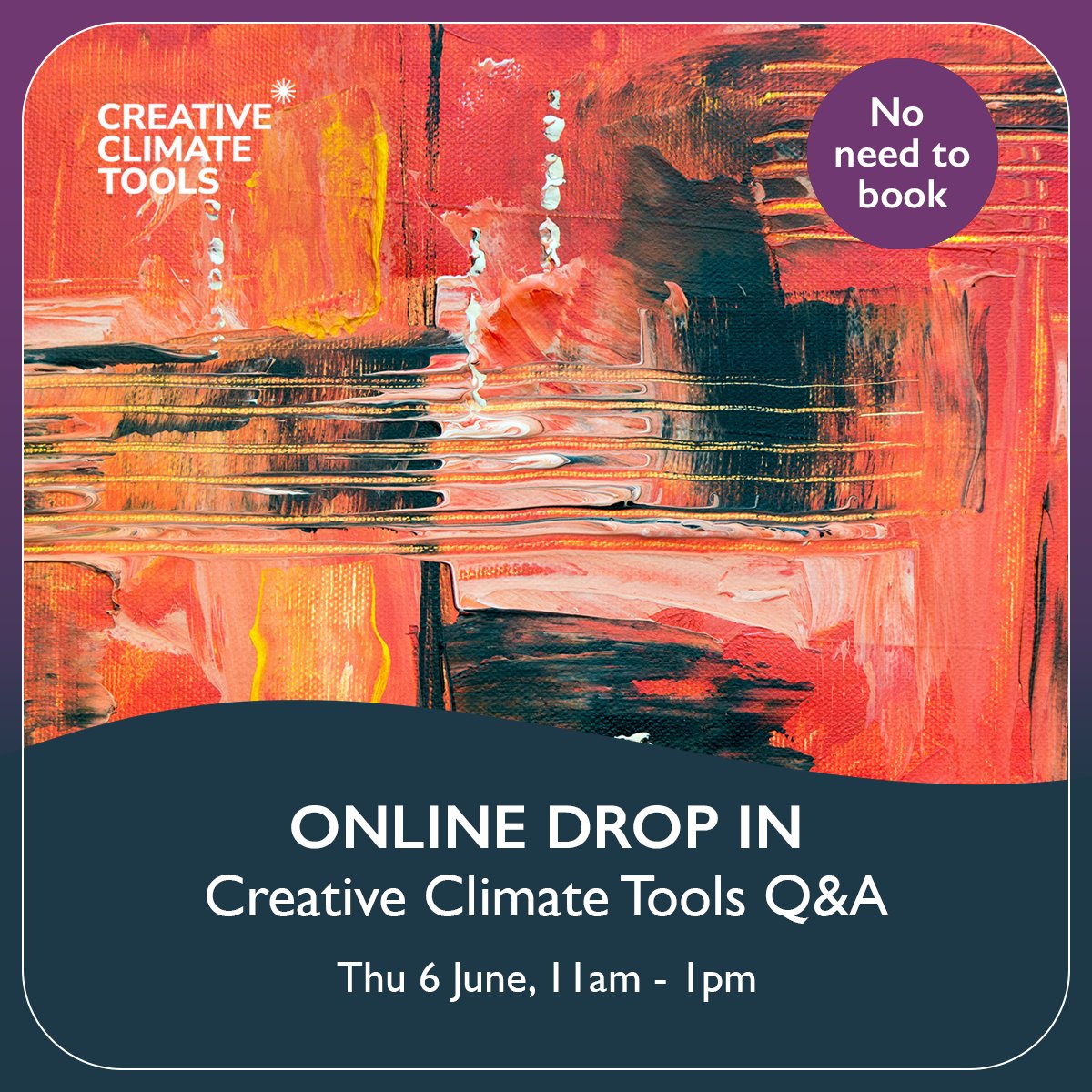 JuliesBicycle's tweet photo. Quick reminder for any NPO's needing some extra support with their environmental reporting - we're hosting an online drop in session tomorrow if you have any burning questions about using our #CreativeClimateTools >> https://t.co/7s6u2me5Nz https://t.co/lTFp4YQdT4