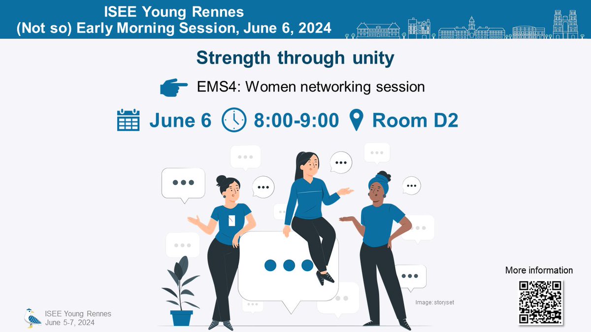 iseeyoungrennes's tweet photo. That’s all for #ISEEYoung2024 today!
Don’t miss the (Not So) Early Morning Sessions tomorrow at 8:00 !
🗺️Environmental Epidemiology Research in East and West 👉Room D5
🧑‍🎓Career talk 👉 Room D10
📊Presentation skills 👉 Room D12
🕸️Women networking session 👉 Room D2 https://t.co/27ZyEHBZp5