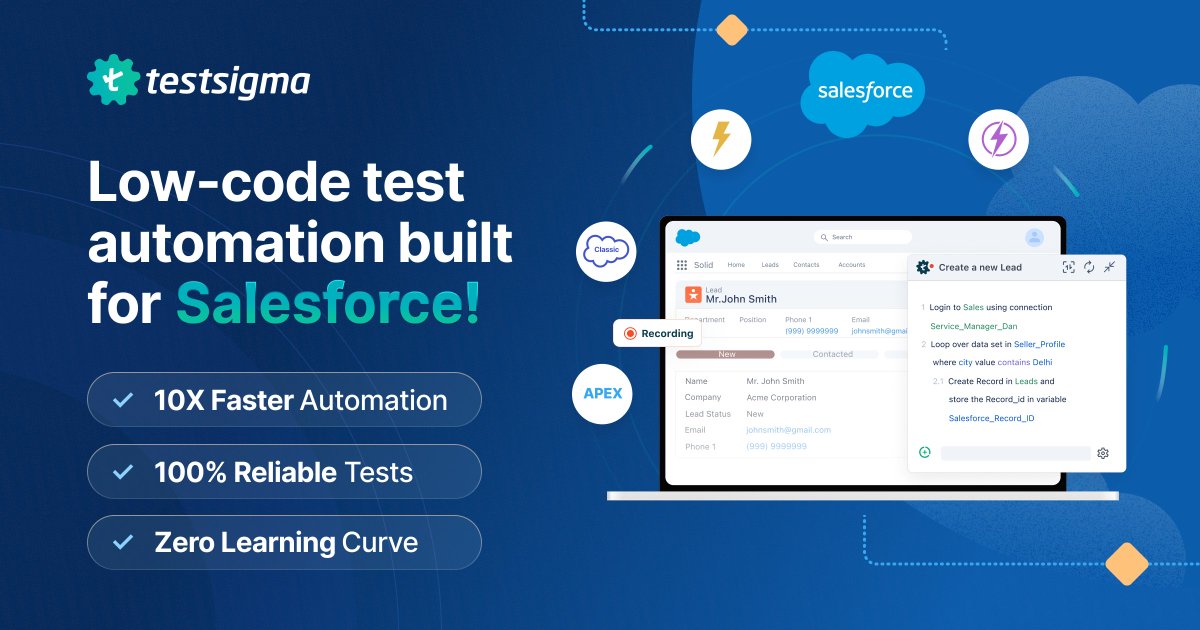 QAQCArena's tweet photo. Have you heard about the low-code test automation platform Testsigma? They've just launched their Salesforce Test Automation, and you may want to check out this robust platform.
#SoftwareTesting | #Automation | #Testsigma | #QAQCArena | @testsigmainc https://t.co/e3kl9xthp0