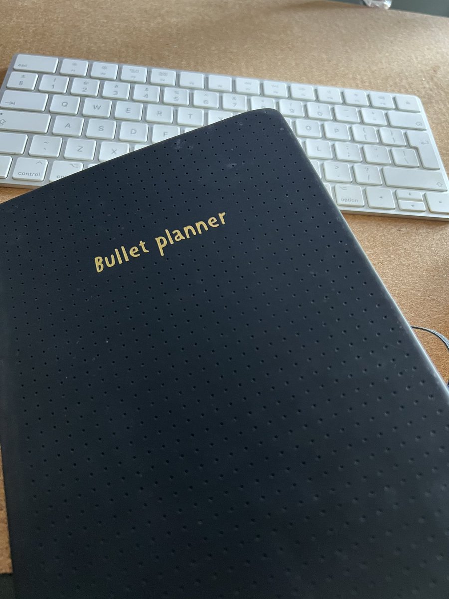 Caelea's tweet photo. @sasha_tanase I’m in love with a cheap bullet planner from FlyingTiger, that has better paper than Moleskin ones. Thinkgs I like about it: 
- less see trough -> I can use sharpies if needed
- works with any type of pen, not only gel ones
- Overall good feeling for only 5€ 🙀 https://t.co/Jo8l0ANYcM