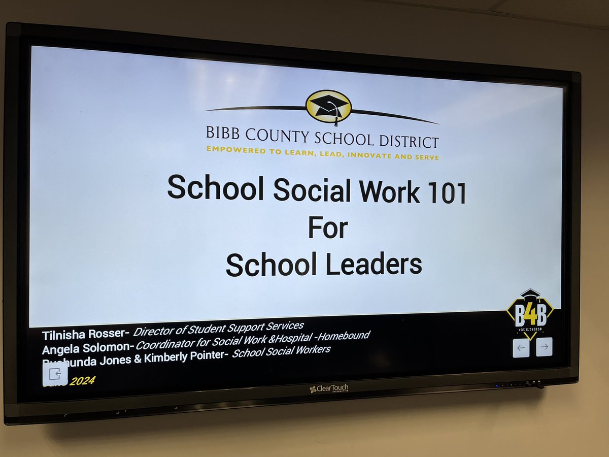 TilnishaRosser's tweet photo. @BibbSchools Leadership Symposium Day 2! Our social workers did an excellent job presenting this morning! #Built4Bibb #Built2Support
@BibbSSW https://t.co/YszewpvOPa