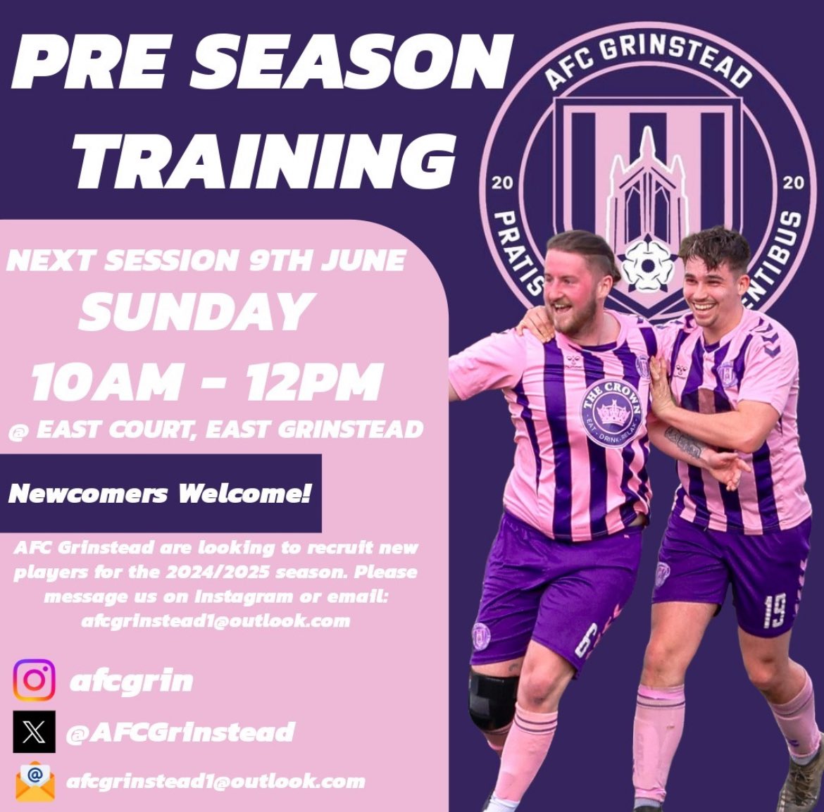 AFCGrinstead's tweet image. The pre-season grind continues this weekend 🔥 

If you want to join us this season please drop us a DM 👊