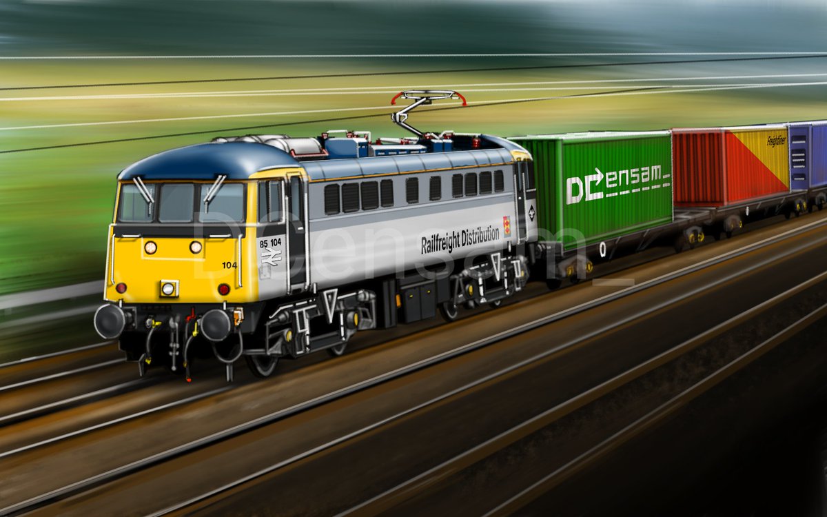 DCensam_'s tweet photo. #whatcouldhavebeen Ex-works veteran 85104 roars thru Cow Roast in 2023 with northbound containers. 85104 is one of five Roarers still in use with RfD in 2024 (101/4/6/7/8).

#britishrail #railfreightdistribution #freightliner #class85 #railfreight https://t.co/J2r4CaOoYQ