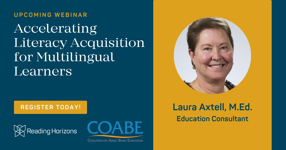 ReadingHorizons's tweet photo. There’s still time to register for Laura’s webinar with @COABEHQ! You'll walk away equipped with strategies to accelerate literacy acquisition for adult multilingual learners. Save your seat today! https://t.co/WFdb3usvOD

#MultilingualLearners #AdultEd #CorrectionalEd https://t.co/TpxOA11mkY