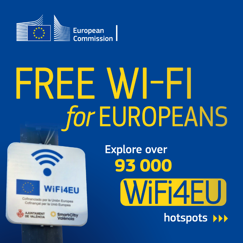 EU_HaDEA's tweet photo. Connecting Europe with #WiFi4EU 🇪🇺

You can access more than 93 000 secure and free hotspots across Europe in parks, schools, public buildings or health centres 🛜

💻Go to https://t.co/orfOHvg4d1 and find a #WiFi4EU hotspot near you!

#EUfunded